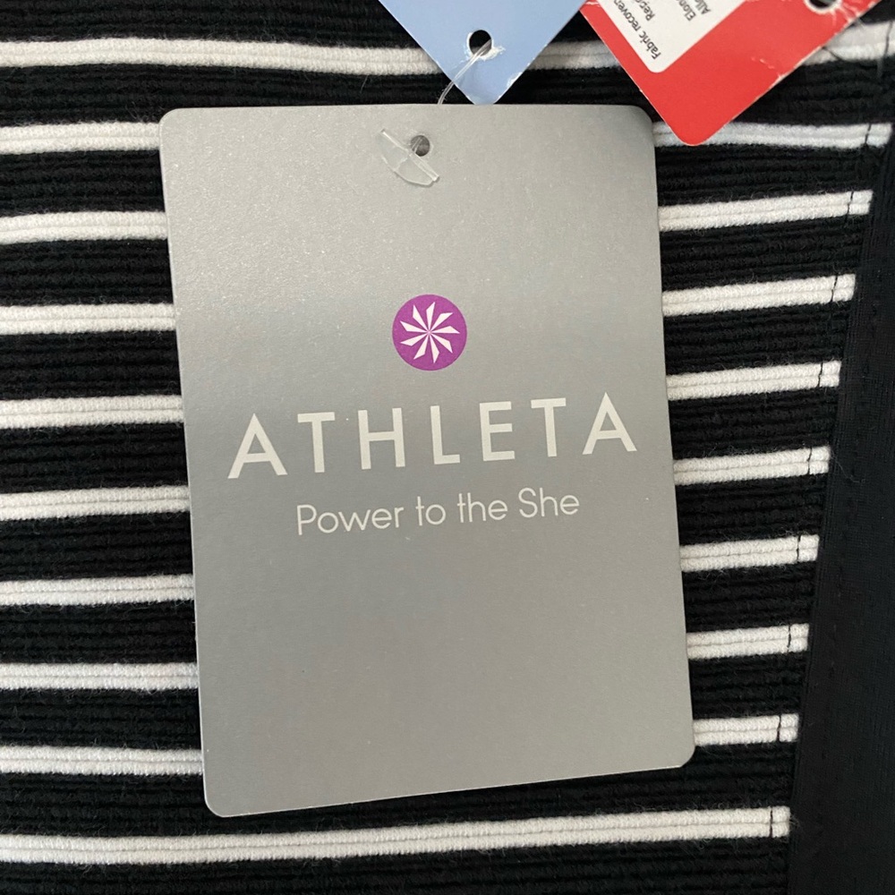 New Athleta Mala Black/White Scoop Back Sleeveless Tank Dress. NWT - Picture 7 of 9
